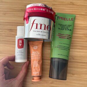 4 Brand new hair products - scalp scrub, volumizing conditioner & 2 hair mask